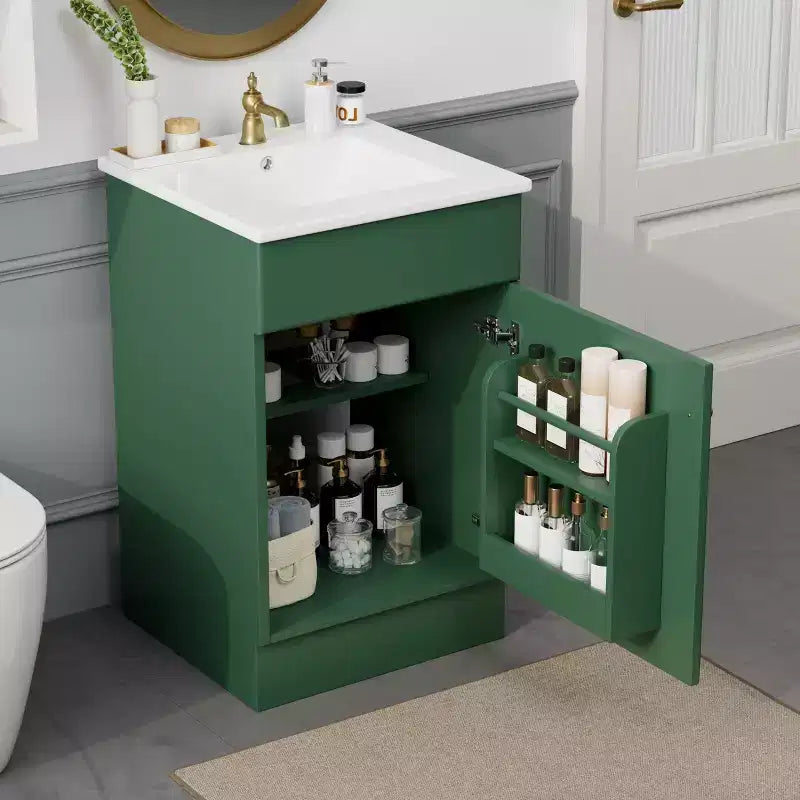 Ensemble meuble-lavabo 20" pour petite salle de bain, meuble de rangement de salle de bain avec étagère, meuble-lavabo à lavabo simple