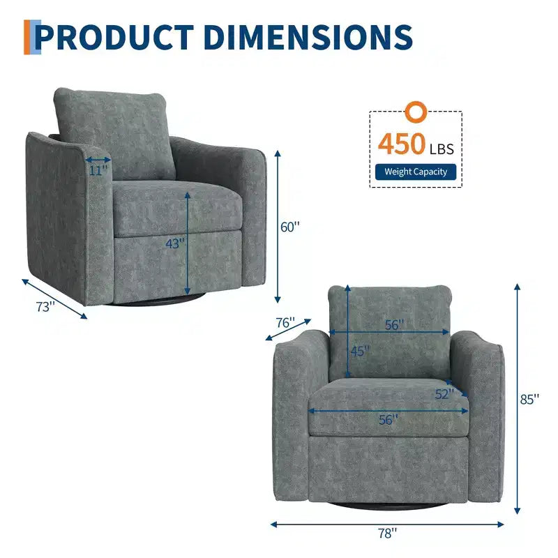Fauteuil pivotant à 360°, design moderne avec dossier haut, fauteuil de lecture en lin pour salon