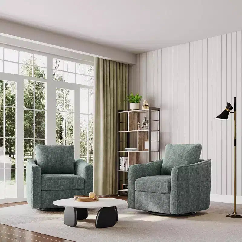 Fauteuil pivotant à 360°, design moderne avec dossier haut, fauteuil de lecture en lin pour salon