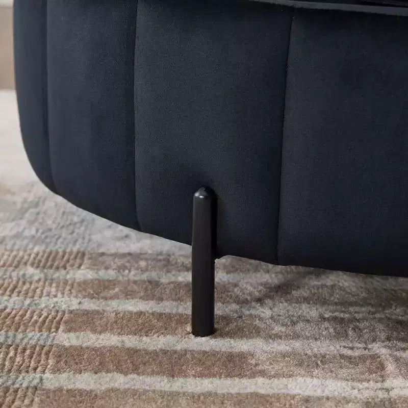 Pouf ottoman rond avec couvercle réversible, pouf ottoman de salon en velours de luxe, repose-pieds d'appoint, capacité de 125 kg