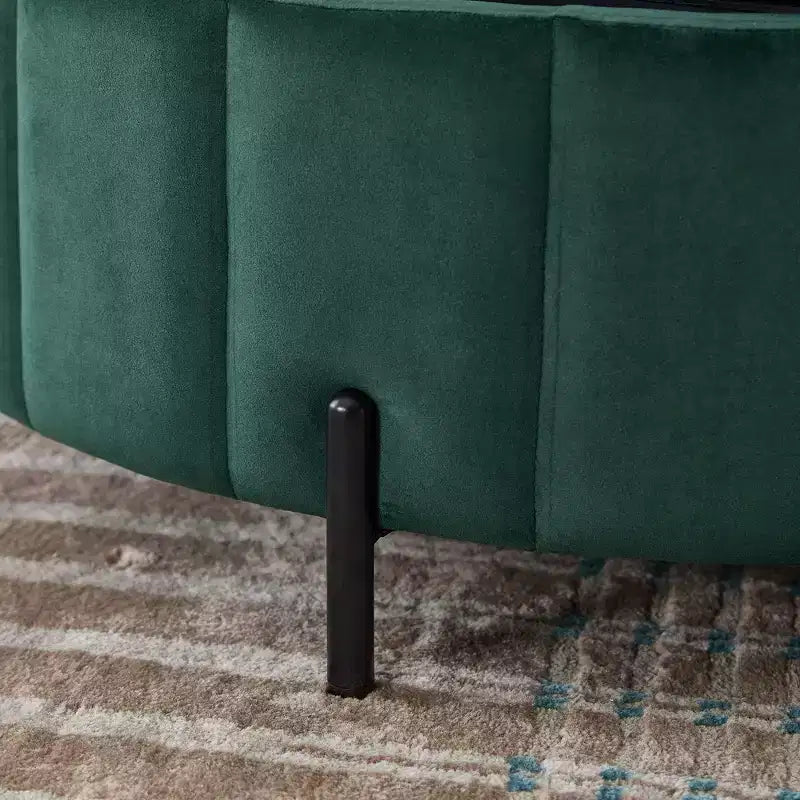 Pouf ottoman rond avec couvercle réversible, pouf ottoman de salon en velours de luxe, repose-pieds d'appoint, capacité de 125 kg