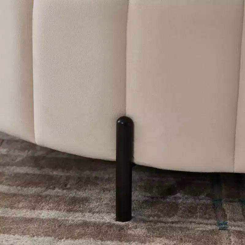 Pouf ottoman rond avec couvercle réversible, pouf ottoman de salon en velours de luxe, repose-pieds d'appoint, capacité de 125 kg