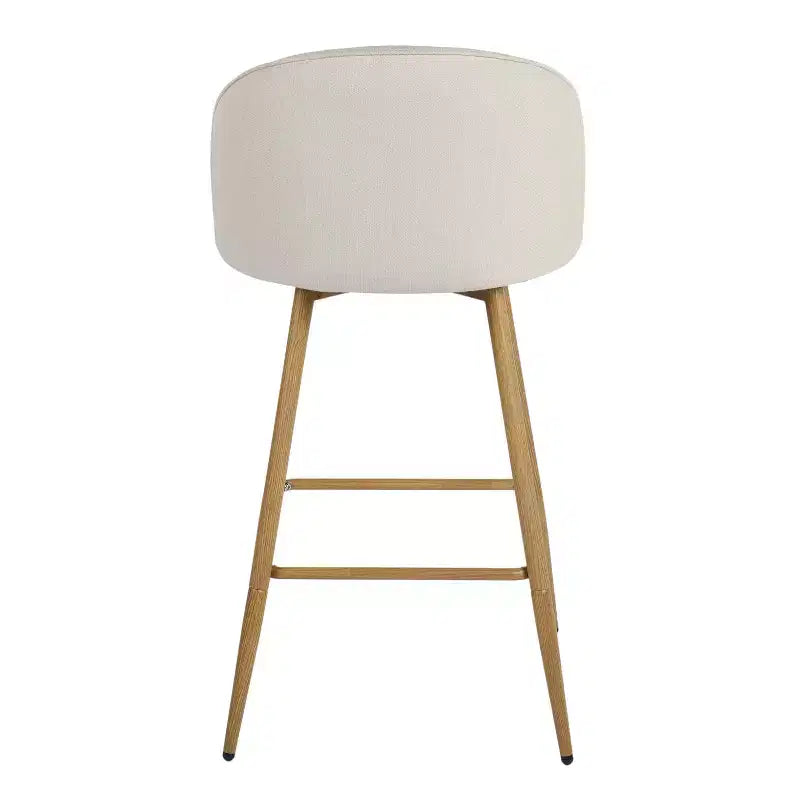 Ensemble de deux tabourets de bar pivotants de 68,5 cm de hauteur de comptoir, en tissu beige et métal couleur chêne