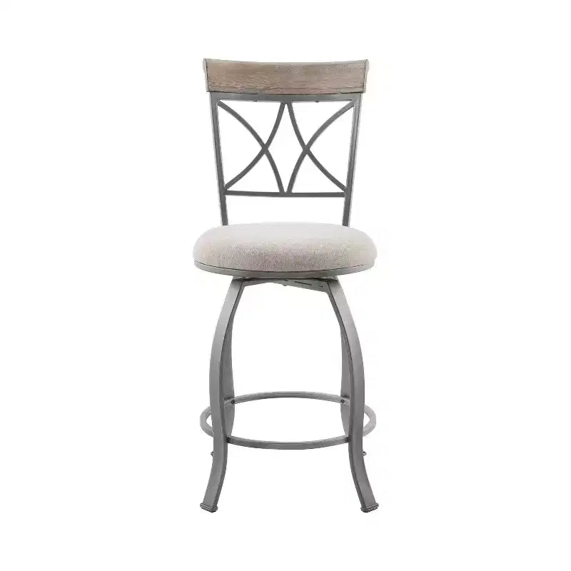 Tabouret de bar à hauteur de comptoir en métal pivotant, rembourré, couleur étain