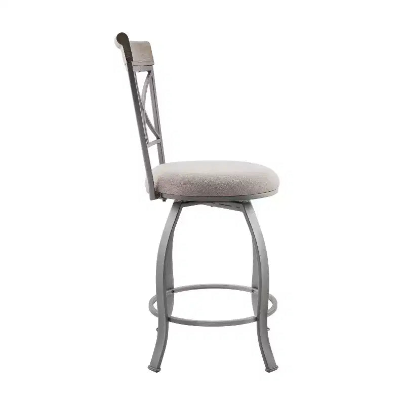 Tabouret de bar à hauteur de comptoir en métal pivotant, rembourré, couleur étain