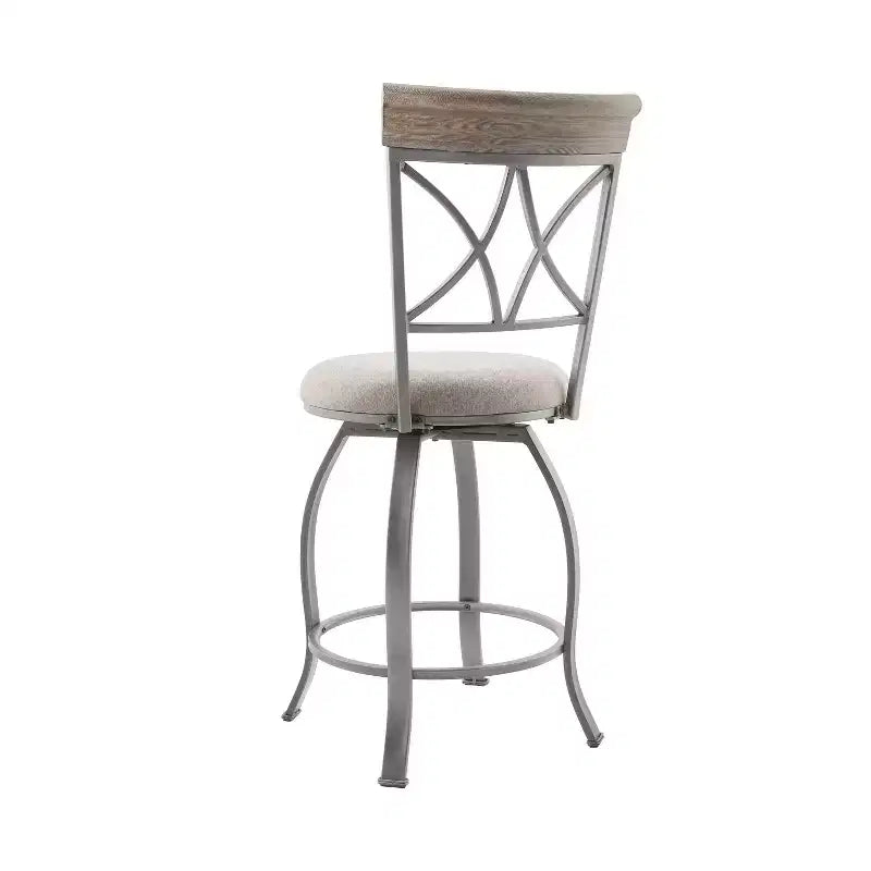 Tabouret de bar à hauteur de comptoir en métal pivotant, rembourré, couleur étain