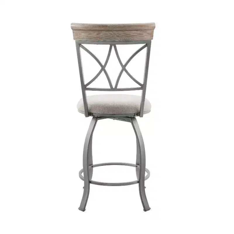 Tabouret de bar à hauteur de comptoir en métal pivotant, rembourré, couleur étain