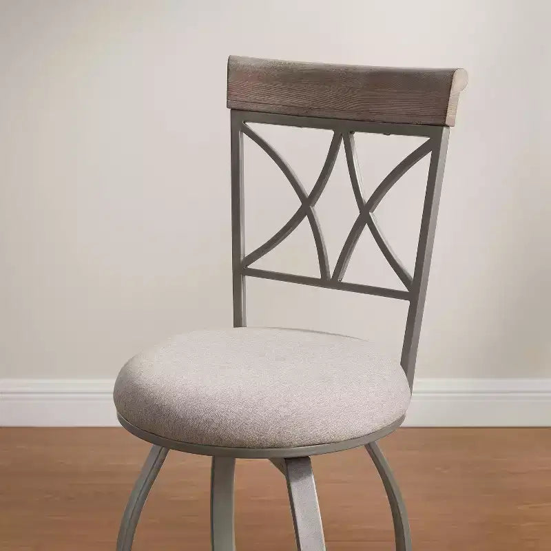 Tabouret de bar à hauteur de comptoir en métal pivotant, rembourré, couleur étain