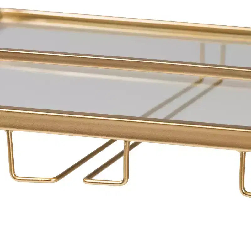 Desserte à roulettes Métal et Verre Doré/Transparent