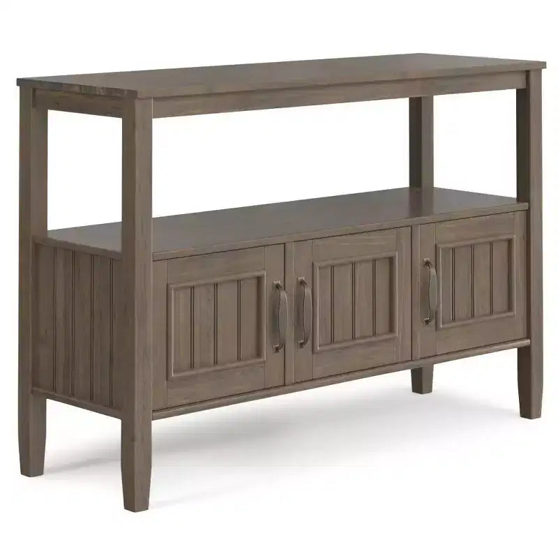 Rowan Console Table Smoky Brown - Wyndenhall: Storage Sofa Table with Fixed Shelves, Pine Frame