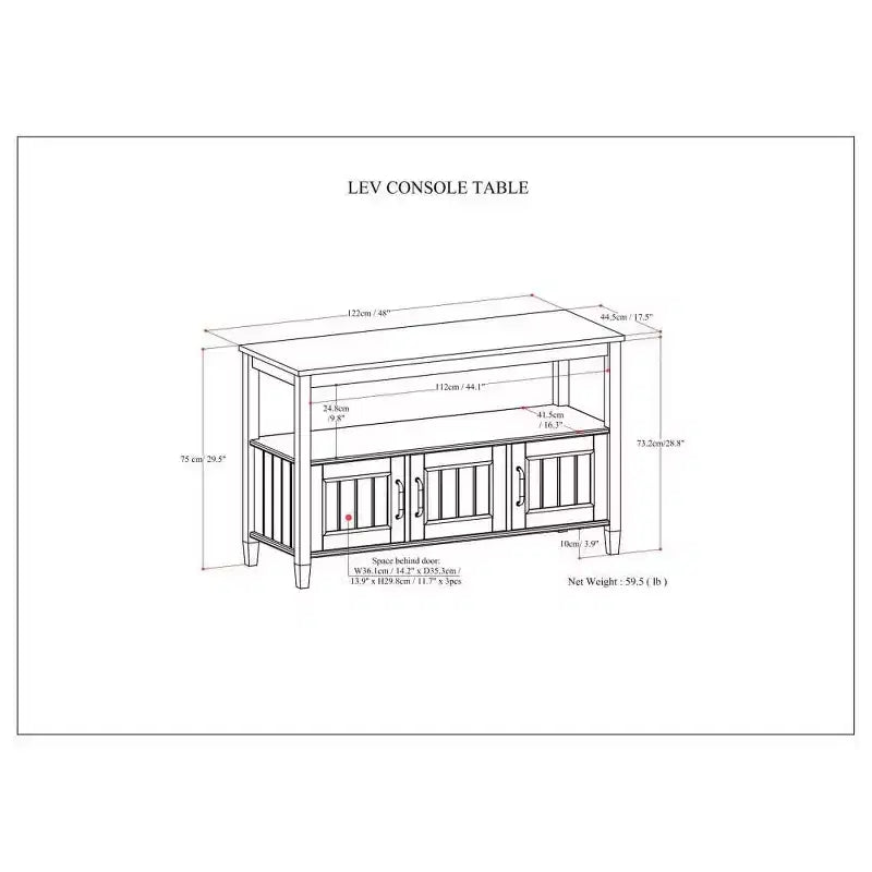 Console avec rangement marron fumé, table de canapé avec étagères fixes, cadre en pin