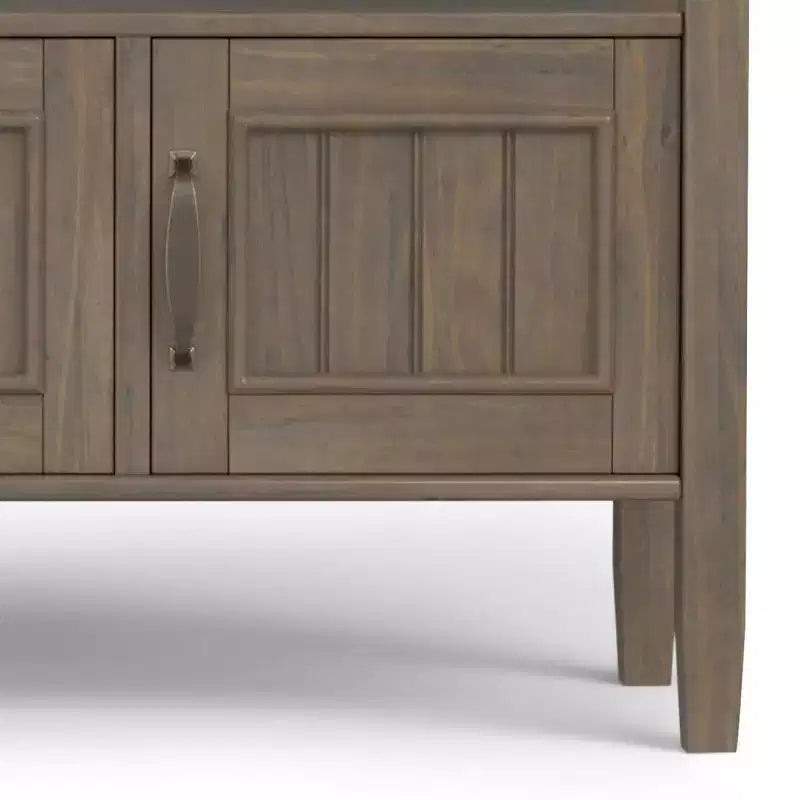 Console avec rangement marron fumé, table de canapé avec étagères fixes, cadre en pin