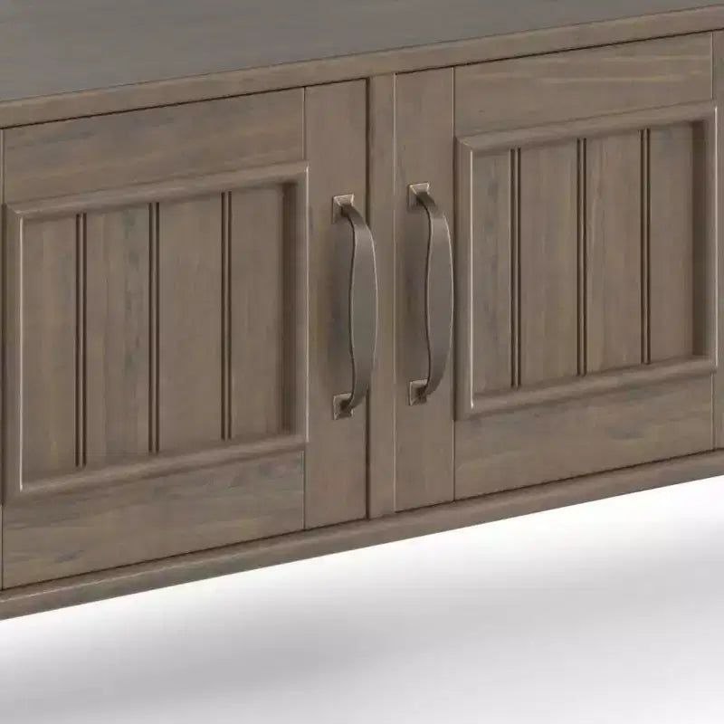 Console avec rangement marron fumé, table de canapé avec étagères fixes, cadre en pin