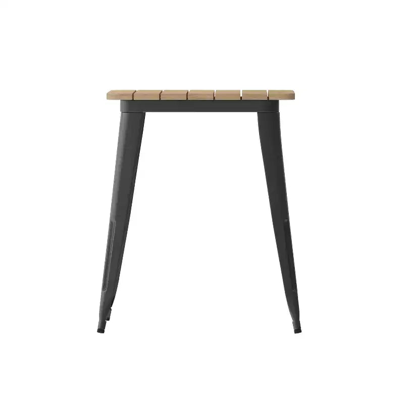 Table à manger intérieure/extérieure, plateau carré en polyrésine tout temps de 23,75 po avec base en acier