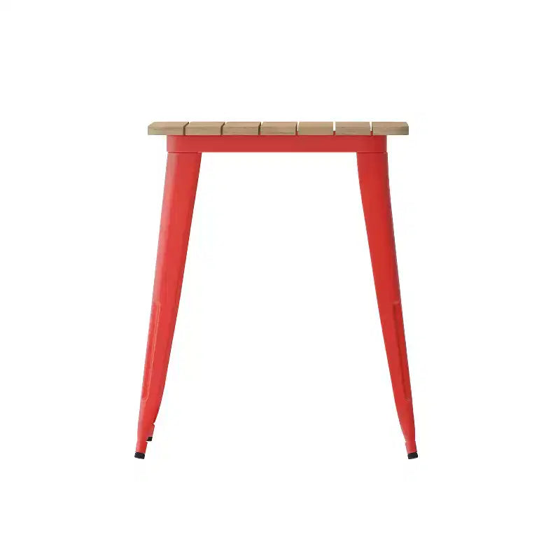Table à manger intérieure/extérieure, plateau carré en polyrésine tout temps de 23,75 po avec base en acier