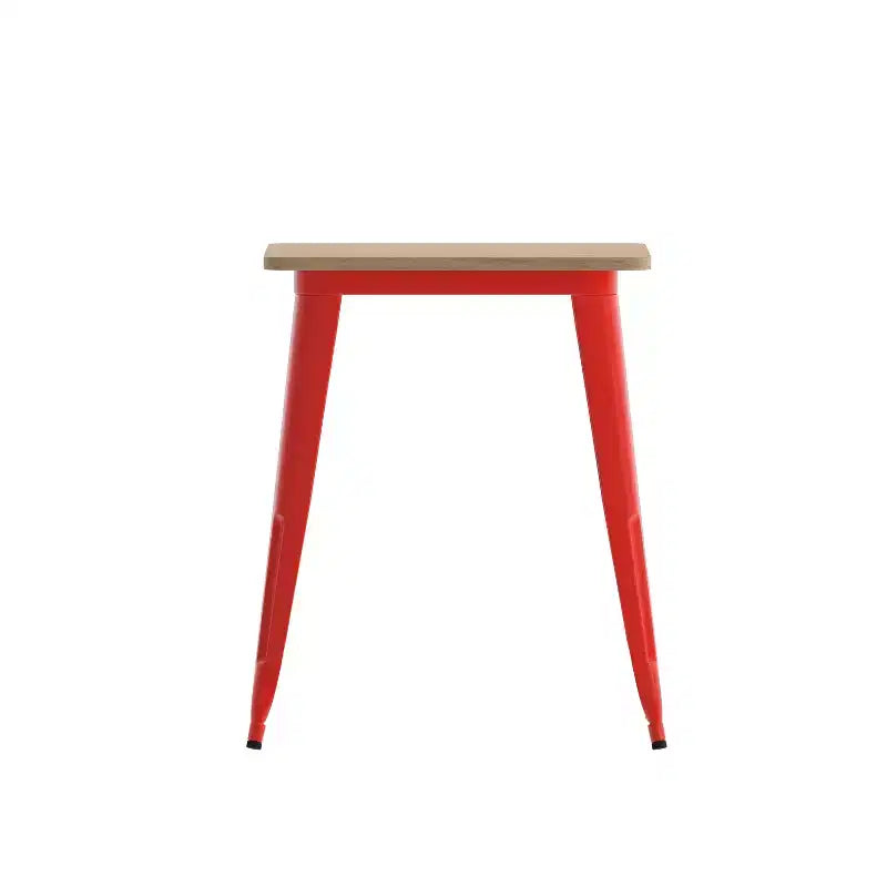 Table à manger intérieure/extérieure, plateau carré en polyrésine tout temps de 23,75 po avec base en acier