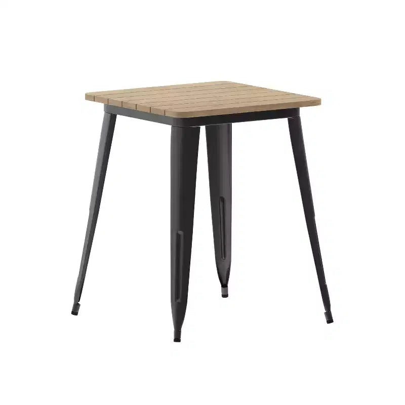 Merrick Lane Indoor/Outdoor Dining Table, 23.75 Square All Weather Poly Resin Top with Steel Base