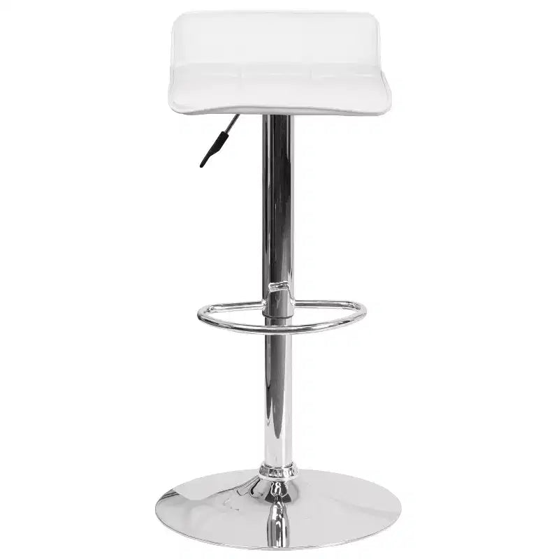 Lot de 2 tabourets de bar contemporains réglables en hauteur, en vinyle, avec assise matelassée ondulée et base chromée