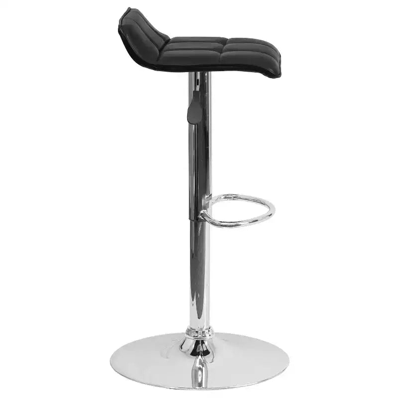 Lot de 2 tabourets de bar contemporains réglables en hauteur, en vinyle, avec assise matelassée ondulée et base chromée