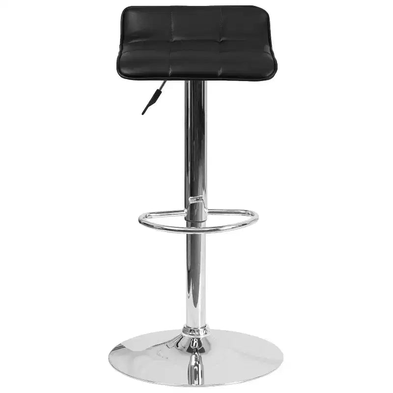 Lot de 2 tabourets de bar contemporains réglables en hauteur, en vinyle, avec assise matelassée ondulée et base chromée