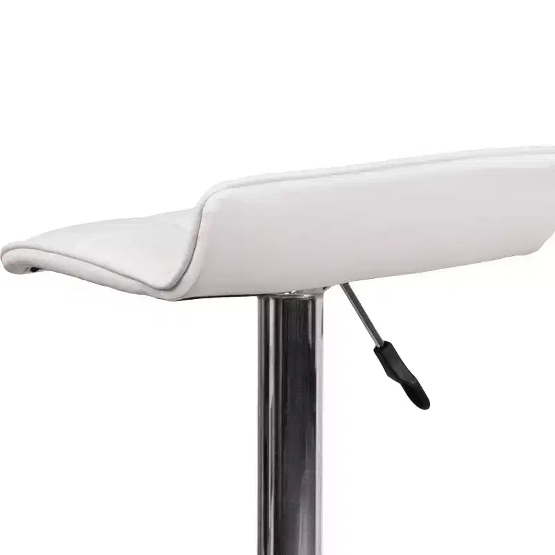 Lot de 2 tabourets de bar contemporains réglables en hauteur, en vinyle, avec assise matelassée ondulée et base chromée