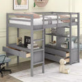 Loft Bed with Built-In Desk, Storage Shelves and Drawers RE- ModernLuxe