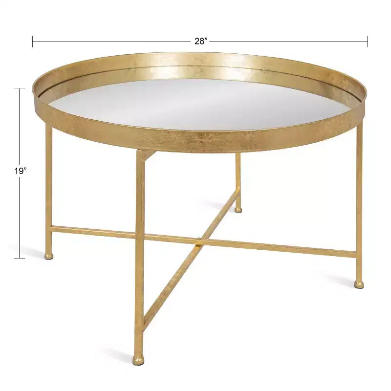 Table basse ronde en métal, 28.25x28.25x19, Or