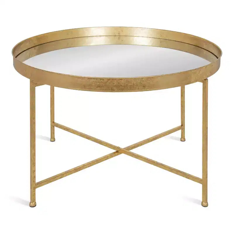 Table basse ronde en métal, 28.25x28.25x19, Or