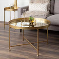 Table basse ronde en métal, 28.25x28.25x19, Or