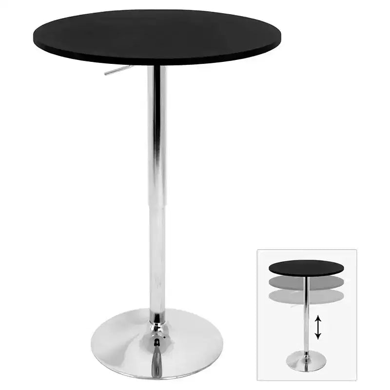 27.5 Elia Contemporary Adjustable Bar Height Pub Table Wood Top with Chrome Frame - LumiSource