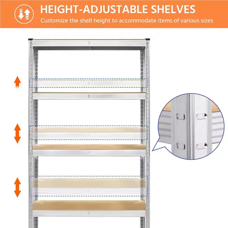 Lot de 2 étagères de rangement métalliques à 5 niveaux, réglables