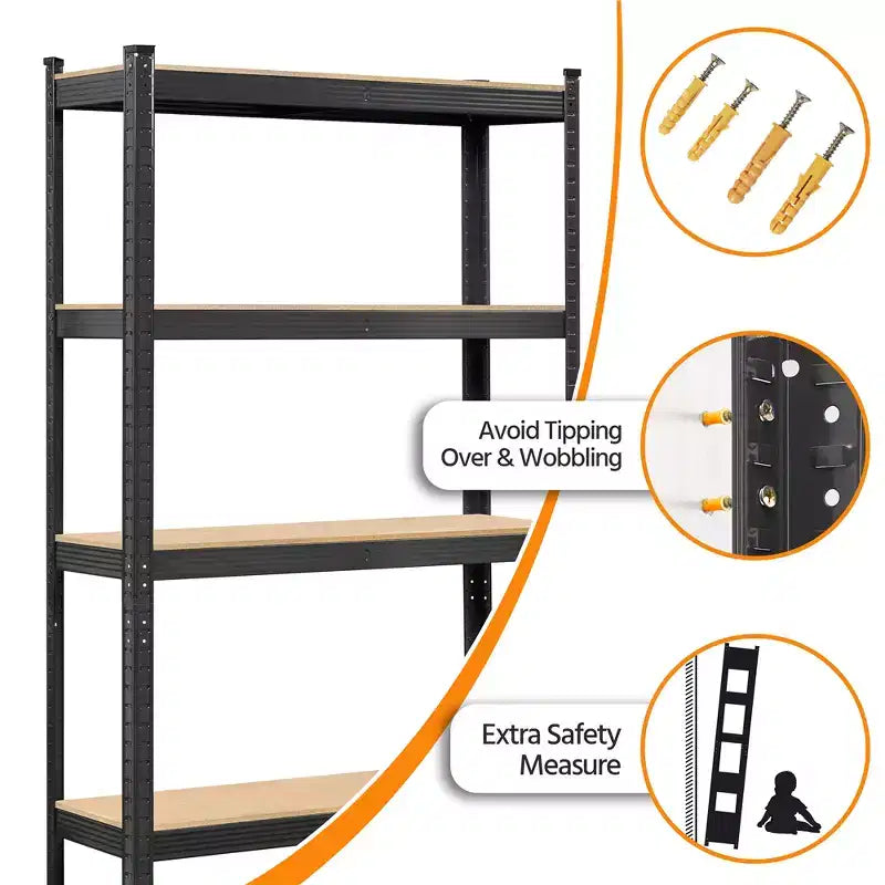 Lot de 2 étagères de rangement métalliques à 5 niveaux, réglables