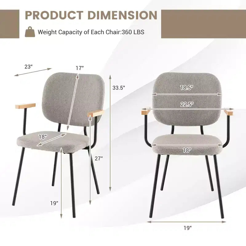 Chaises de salle à manger modernes en tissu lin rembourrées, fauteuil d'appoint de cuisine Gris/Orange
