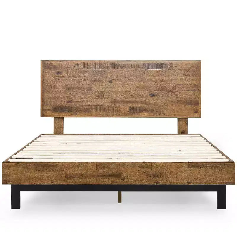 Tricia Wood Platform Bed Frame with Adjustable Headboard Brown - Zinus