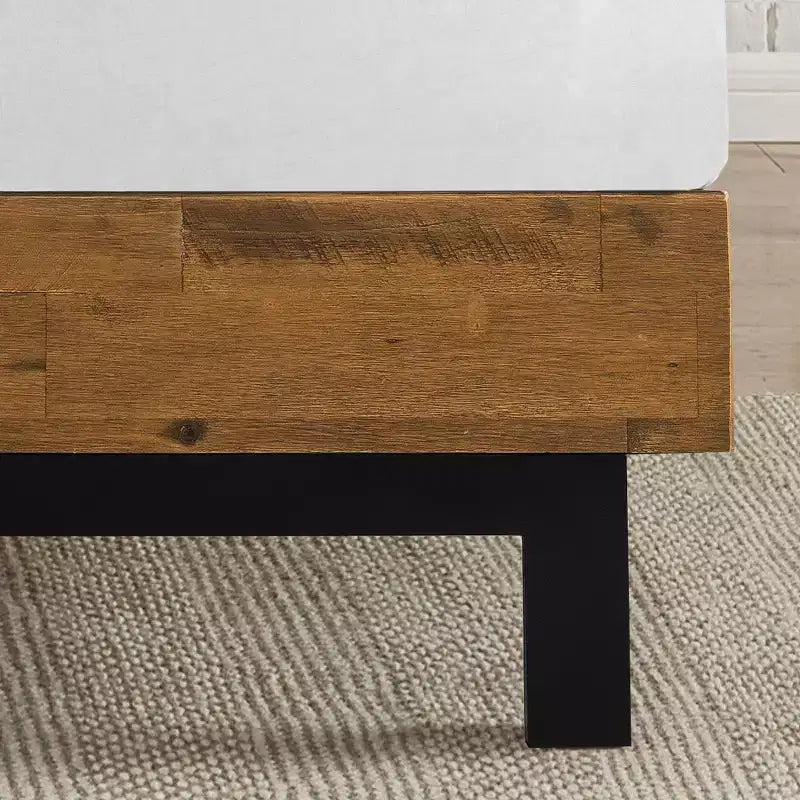 Lit plateforme en bois avec tête de lit réglable Marron