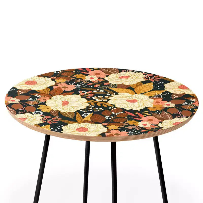 Table ronde d'appoint florale bohème pour l'automne