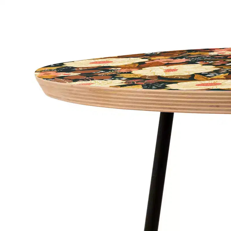 Table ronde d'appoint florale bohème pour l'automne