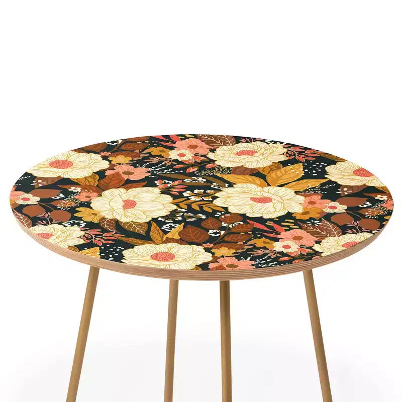 Table ronde d'appoint florale bohème pour l'automne