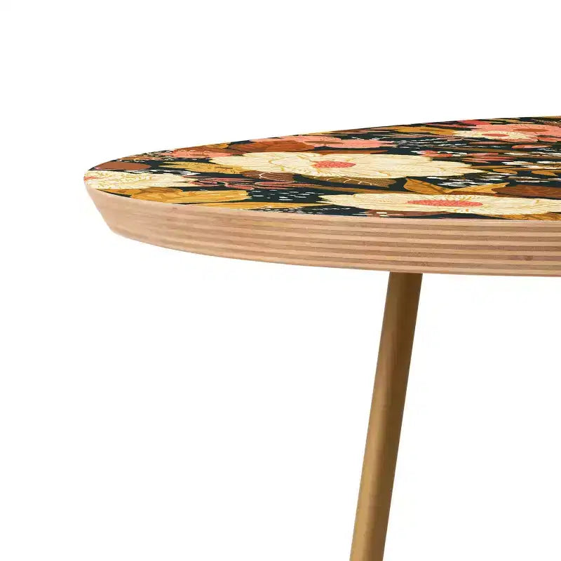 Table ronde d'appoint florale bohème pour l'automne