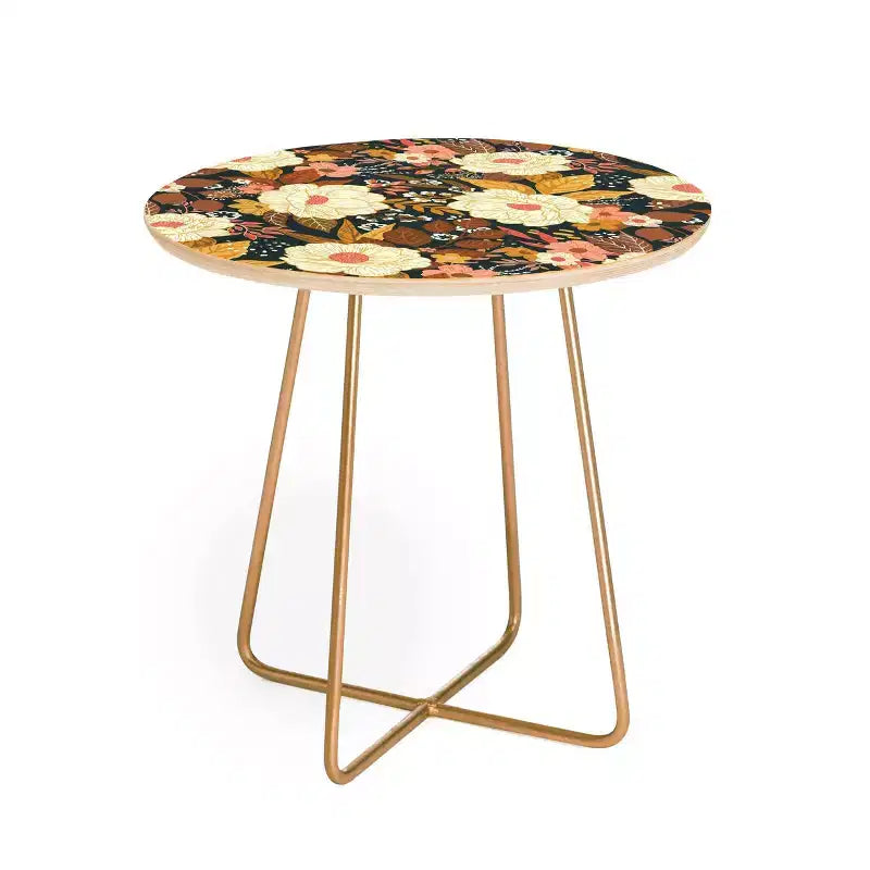 Table ronde d'appoint florale bohème pour l'automne