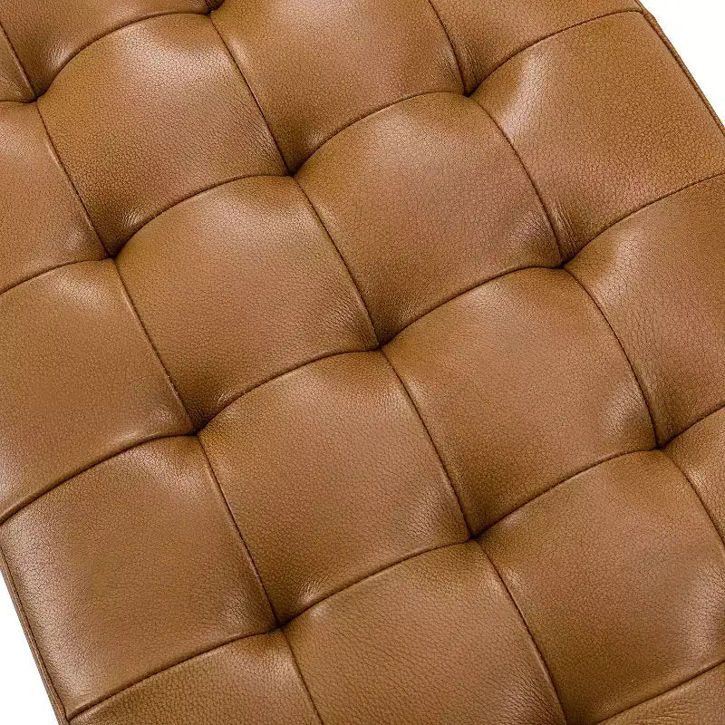 Banc de chambre en cuir véritable style moderne du milieu du siècle