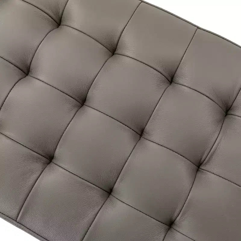 Banc de chambre en cuir véritable style moderne du milieu du siècle