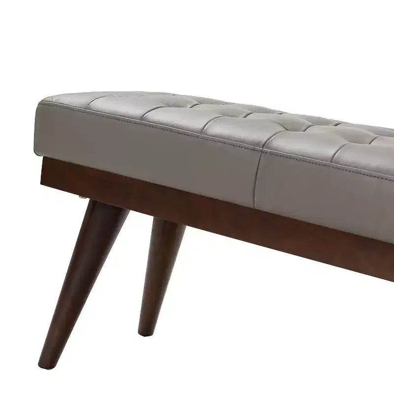 Banc de chambre en cuir véritable style moderne du milieu du siècle