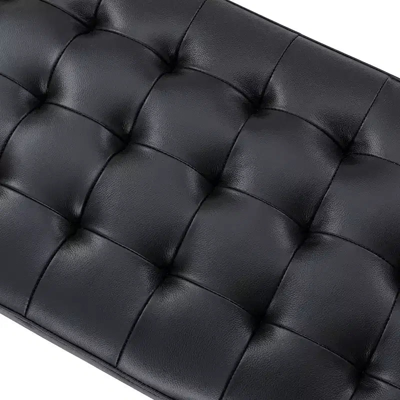 Banc de chambre en cuir véritable style moderne du milieu du siècle