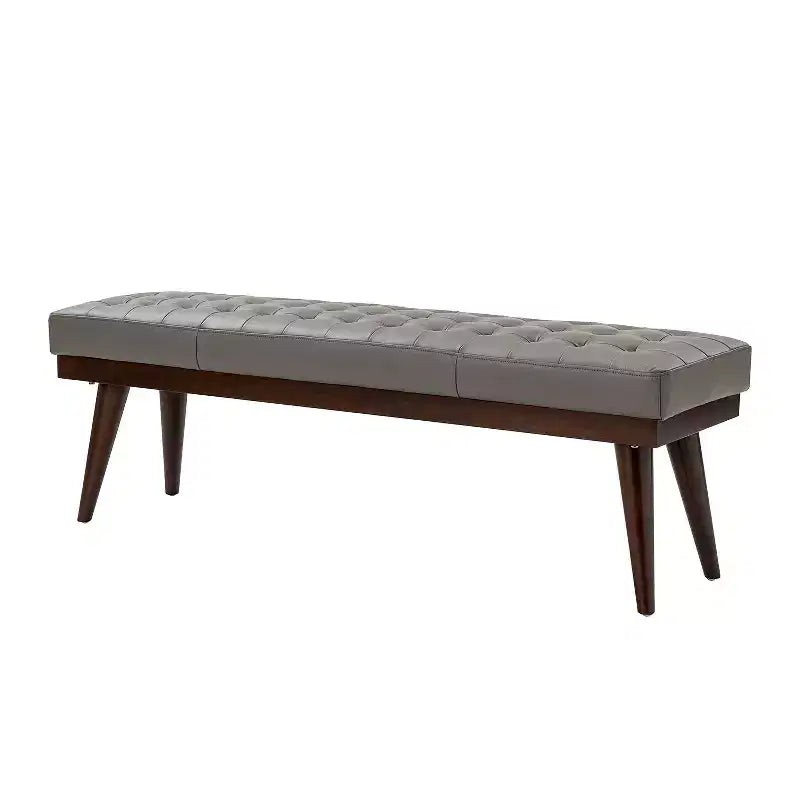 Banc de chambre en cuir véritable style moderne du milieu du siècle