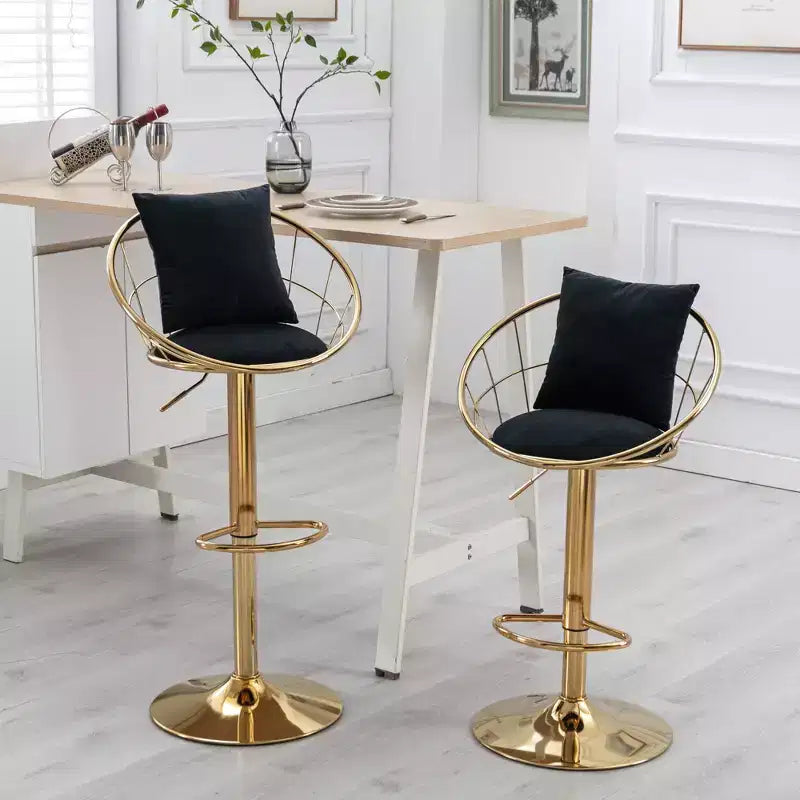 Set of 2 Modern Style 360 Degree Swivel Bar Stools with Metal Adjustable Base - ModernLuxe