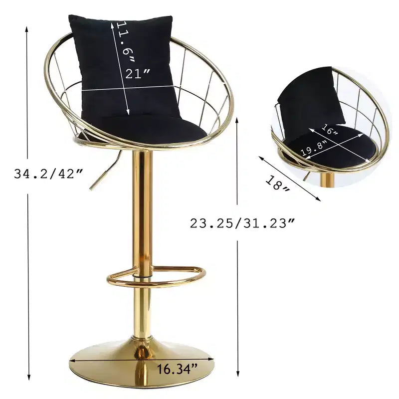 Lot de 2 tabourets de bar pivotants à 360 degrés de style moderne avec base réglable en métal
